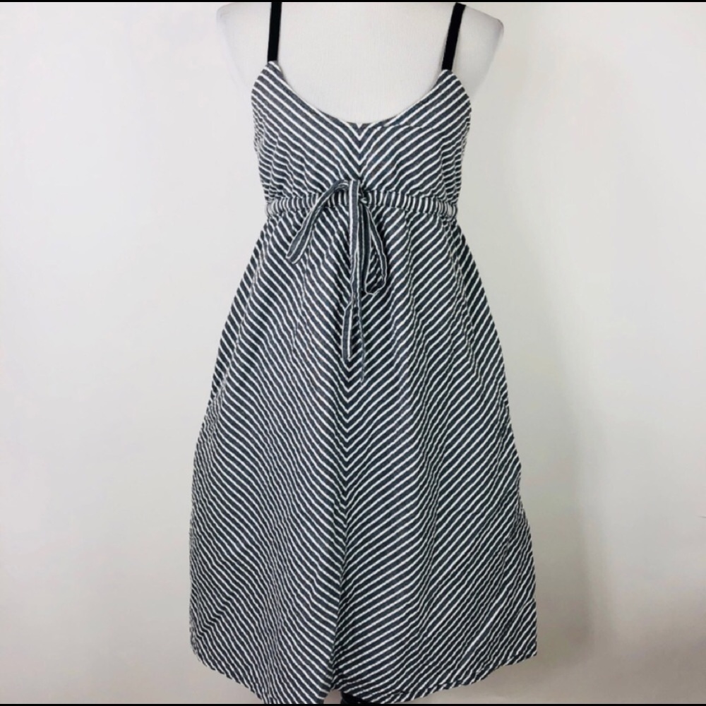 ⛱️Split - Navy Striped Linen Blend Dress - M